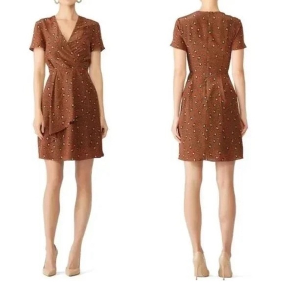 Slate & Willow Rust Brown Silk Leopard Print Dress - Picture 1 of 12